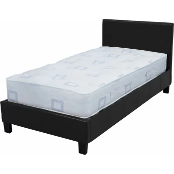 Prado Bed Black Faux Leather 3ft Single - Seconique