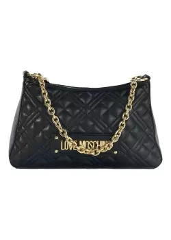 image of Love Moschino Womens Small Curve Quilt Bag In Black