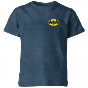 Image of Batman Pocket Logo Kids T-Shirt - Navy Acid Wash - 9-10 Years - Navy Acid Wash