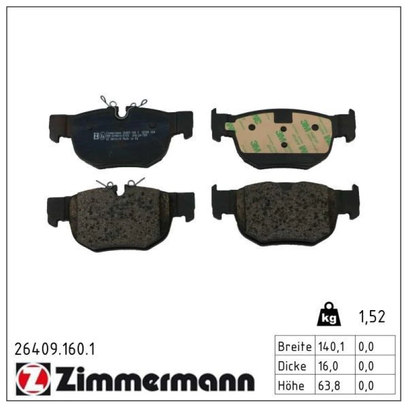 Image of ZIMMERMANN Brake pad set ZIMMERMANN 26409.160.1