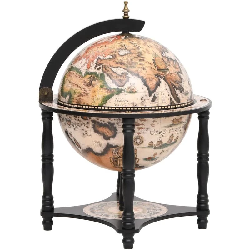 Image of VIDAXL Globe Bar Wine Stand Black Solid Wood Eucalyptus Vidaxl 8720286970720