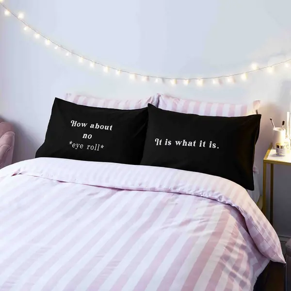 image of Sassy B - How About No Print Standard Pillow Case, Black, Pair