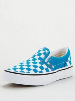 Image of Vans Childrens Classic Slip-On Checkerboard - Blue White