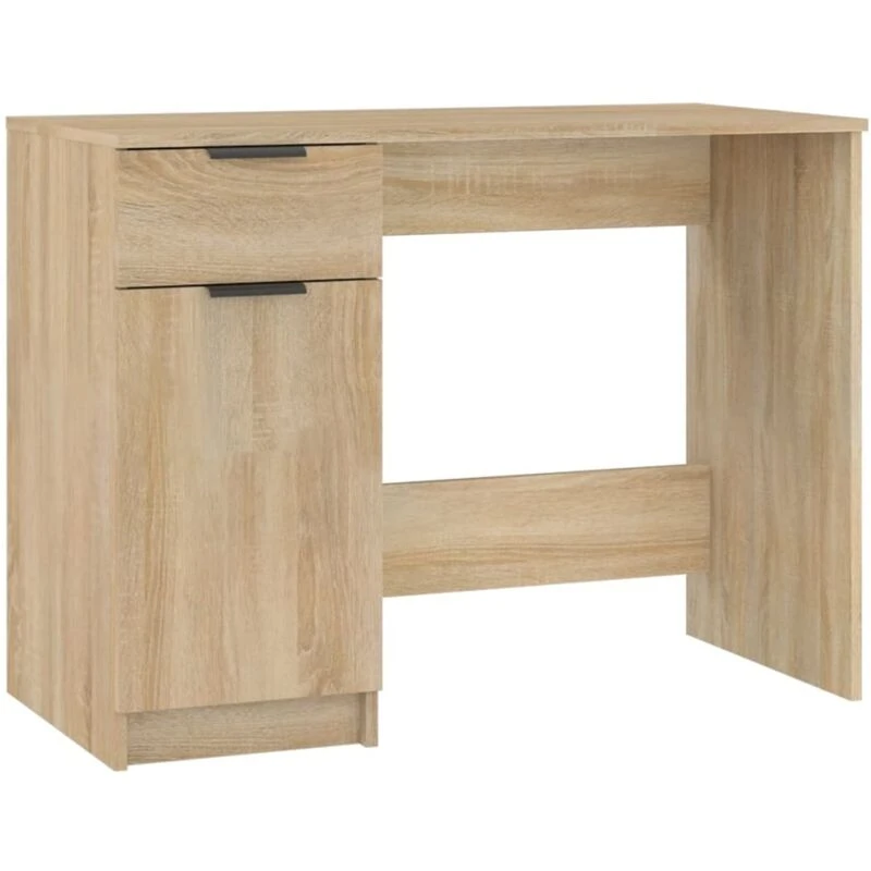 Image of Vidaxl Desk Sonoma Oak 100X50X75cm Engineered Wood, Brown 811496