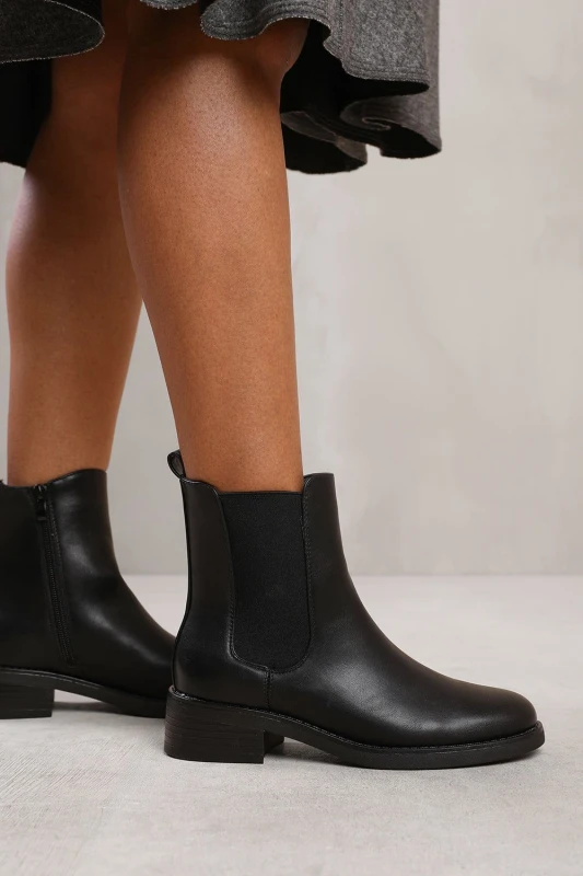 Image of Where's That From Womens 'Serna' Ankle Boot With Elastic Panel & Side Zip in Black Size: 8 Black Female 8
