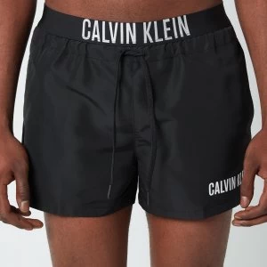 Image of Calvin Klein Mens Waistband Logo Drawstring Swim Shorts - PVH Black - L