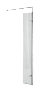 image of Nuie 300mm Fluted Hinged Screen With Bar - Polished Chrome