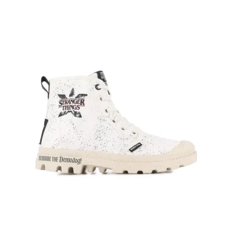 Image of Palladium Pampa Demodog X Stranger Things High Top Trainers White Women 42 (8);43 (9);44 (9.5)