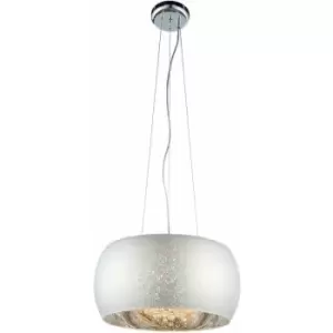 image of Loops - Ceiling Pendant Light Silver Effect & Clear Glass 5 x 28W G9 Dimmable