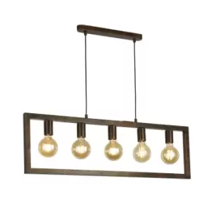 Image of Oblong 5 Light Ceiling Pendant, Rustic Brown