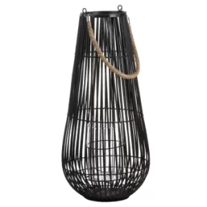 Image of Small Domed Rattan Lantern With Rope Detail
