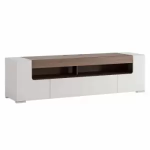 Toronto 190 Cm Wide TV Cabinet In White And Oak Effect