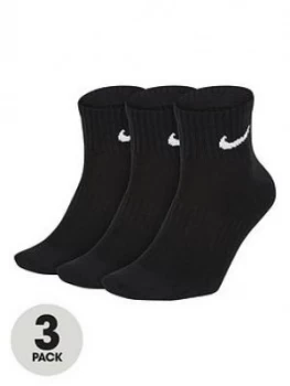 Image of Nike Everyday 3Pk Ankle Socks - Black