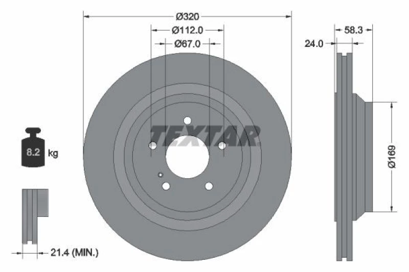 Image of Brake disc TEXTAR 92160705
