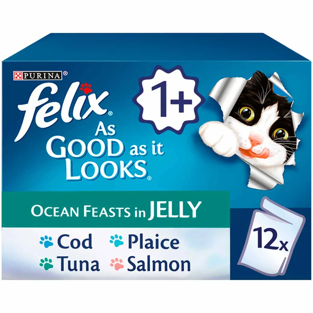 image of Felix As Good As It Looks Ocean Feasts Cat Food 12 x 100g