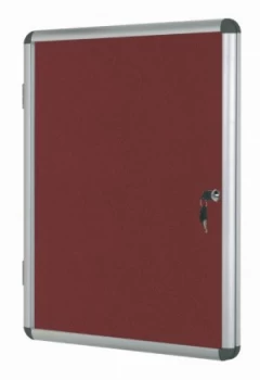 image of Bi-Office Enclore Burgundy Felt Lockable Noticeboard 9xA4