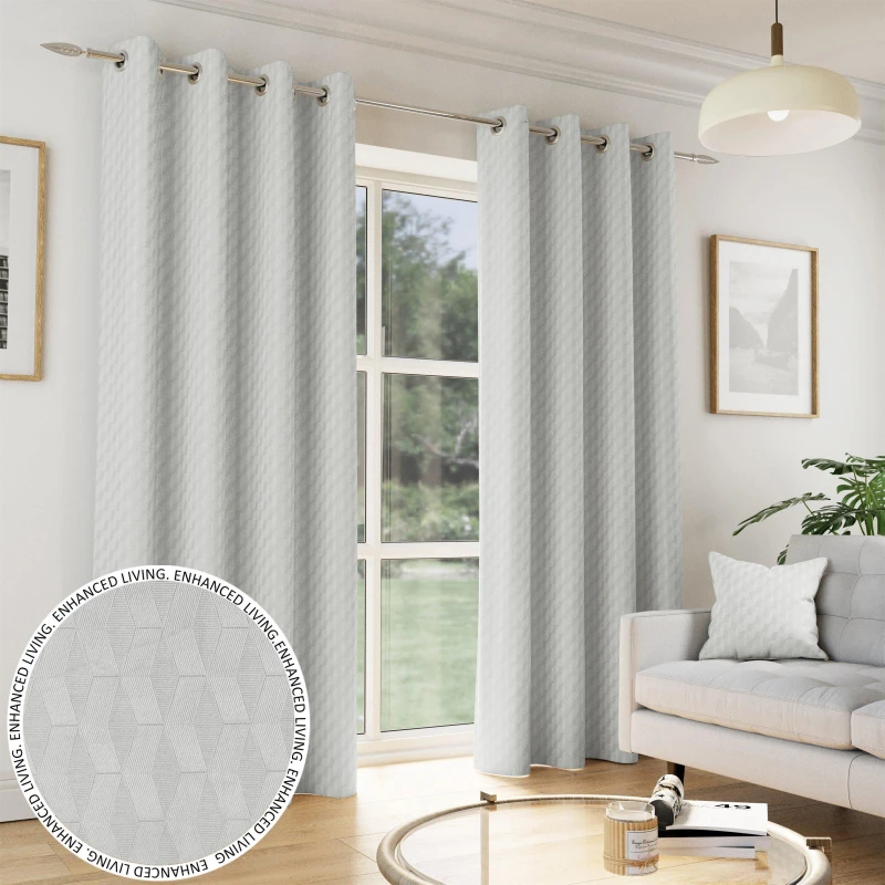Image of Enhanced Living Tokyo Grey Room Darkening Velvet Eyelet Curtains Grey unisex 229x229cm