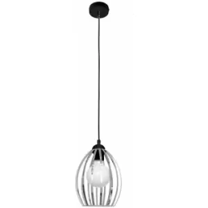 image of Helam Lighting - Helam Dali Wire Frame Pendant Ceiling Light Chrome, Black 18cm