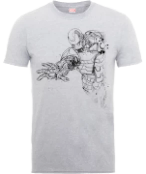 Image of Marvel Avengers Assemble Iron Man Mono Sketch T-Shirt - Grey - XXL