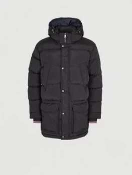 image of Tommy Hilfiger Down Fill Padded Hooded Parka - Black, Size 4XL, Men