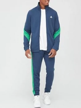 Image of adidas Cotton Tracksuit - Navy/Green Size M Men