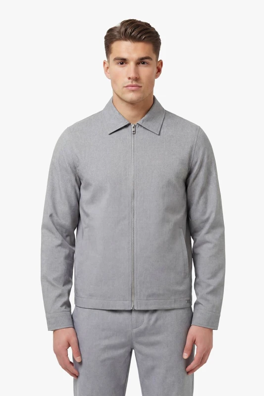 Image of Luke 1977 Mens Emery Smart Woven Zip Through Jacket in Mid Grey Size: Medium Mid Grey Male M