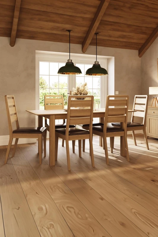 Image of FW Style Taberno Solid Oak Large 1.4M Extending Dining Table Natural, Brown TABEXDTOK