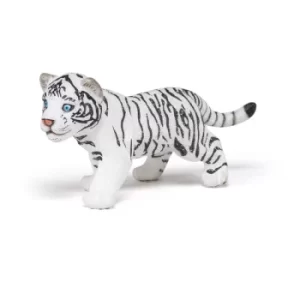 image of PAPO Wild Animal Kingdom White Tiger Cub Toy Figure, Three Years or Above, Black/White (50048)