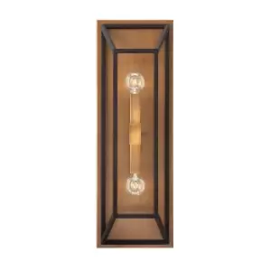 Image of Twin Wall Light Industrial Style Cage Design Without Glass Bronze LED E14 60W