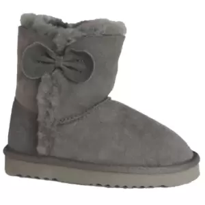 image of Eastern Counties Leather Childrens/Kids Coco Bow Detail Sheepskin Boots (1 UK) (Grey)