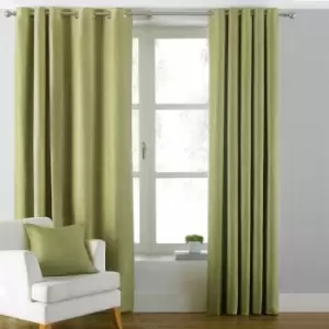 Atlantic Woven Twill Lined Eyelet Curtains, Green, 90 x 54" - Riva Paoletti