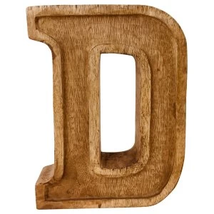 Image of Letter D Hand Carved Wooden Embossed