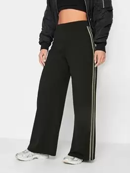 Image of PixieGirl Petite 2 Stripe Black Scuba Wide Leg, Black, Size 10, Women