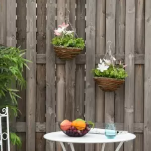 Image of Outsunny Pack of 2 Artificial Clematis Flowers Hanging Planter Basket for Indoor Outdoor Decoration