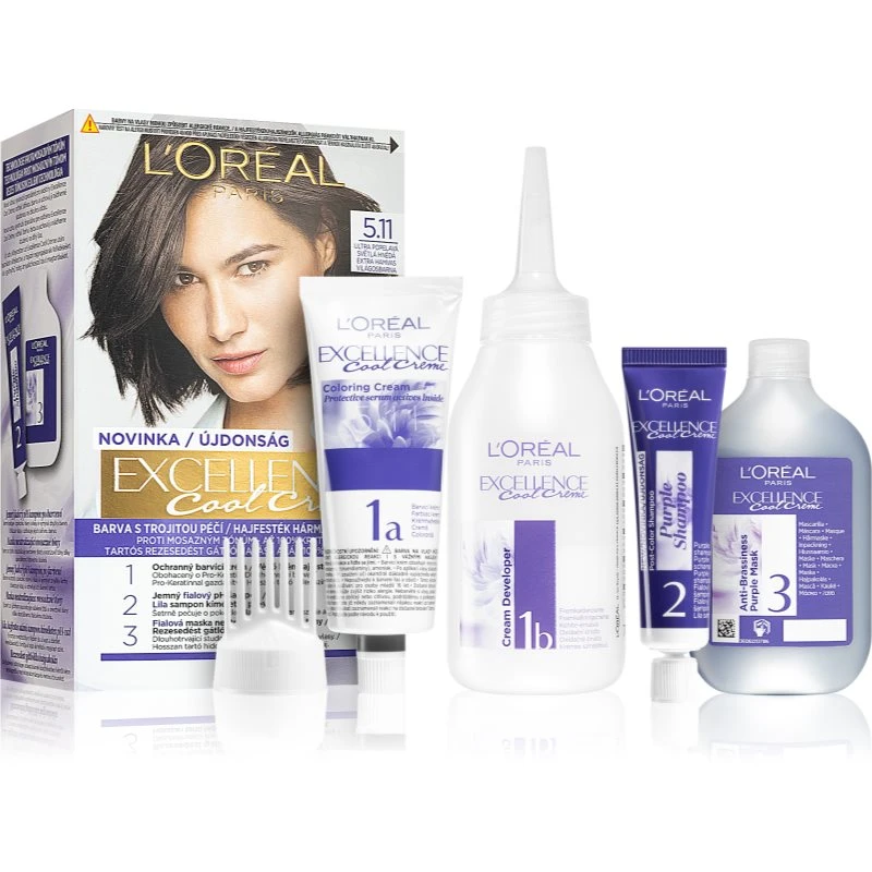 Image of LOreal Paris Excellence Creme Hair Color 5.11 Ultra Ash Light Brown