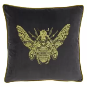 image of Cerana Bee Velvet Cushion Charcoal / 50 x 50cm / Cover Only