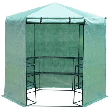 image of 3-Tier Hexagonal Walk In Portable Greenhouse Outdoor - 194D x 225H cm - Outsunny