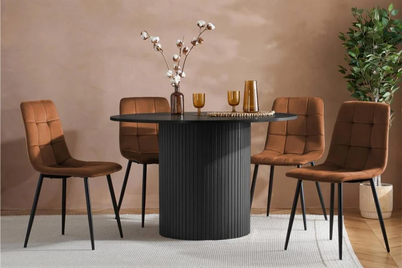 Image of Birlea Axel Round Fluted Dining Set Table with 4 Chairs Multicolor Unisex