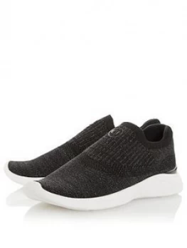 image of Dune London Easy Slip On Trainer - Black Fabric