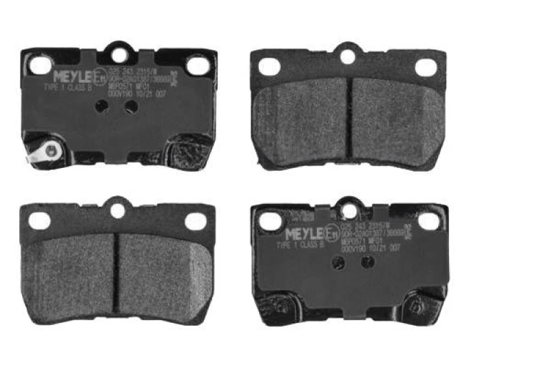 Image of MEYLE 025 243 2315/W Brake pad set Rear Axle, with acoustic wear warning, Original Quality, with anti-squeak plate Brake Pad Set,disc brake (402)