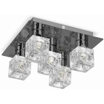 image of Ice Cube 5 Way Flush Ceiling Spotlight - Black Chrome