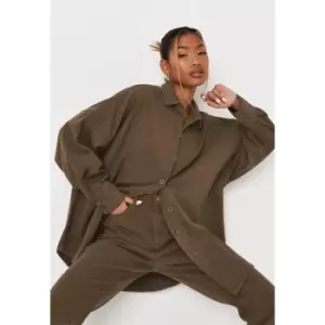 image of Missguided Oversized Dinner Shirt Co Ord - Green