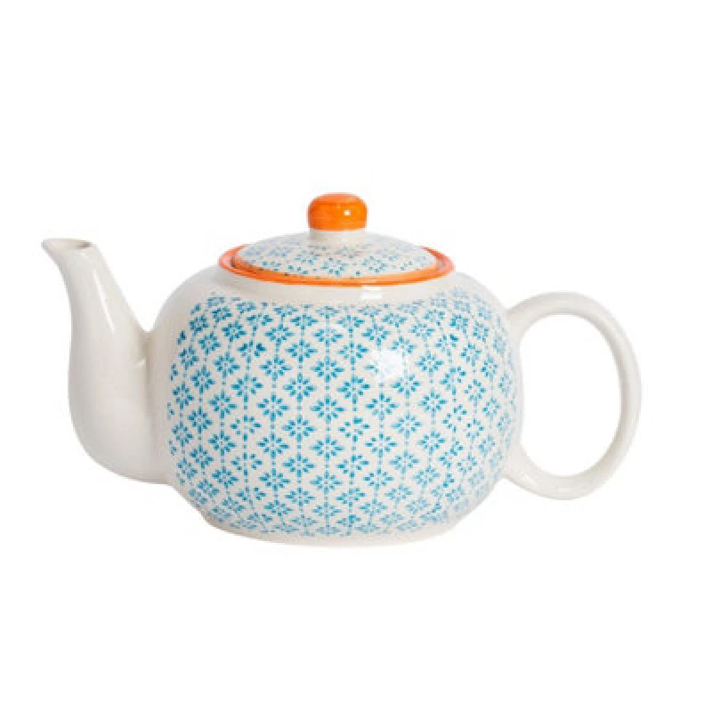 Image of Nicola Spring Hand-Printed Teapot - 820Ml - Blue
