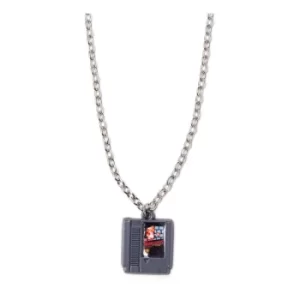 image of NINTENDO Super Mario Bros. Cartridge Case Pendant Necklace, Female, Silver/Grey (JE686677NTN)