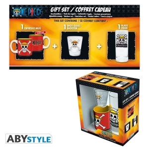 One Piece - Glass 29cl + Shot Glass + Mini Mug Skull Luffy Gift Box