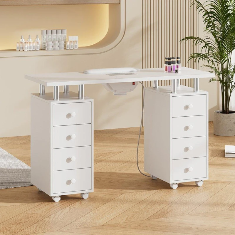 Image of SHEONLY Rolling Manicure Table with Dust Collector White unisex One size