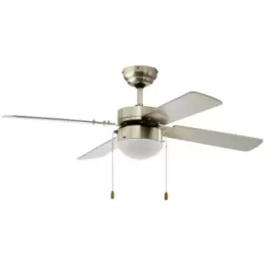 image of Eglo Gelsina Ceiling Fan Satin Nickel with Light, 3 Speed, Reversible