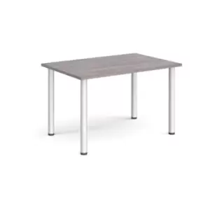 image of Rectangular silver radial leg meeting table 1200mm x 800mm - grey oak