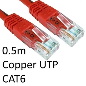 image of RJ45 (M) to RJ45 (M) CAT6 0.5m Red OEM Moulded Boot Copper UTP Network Cable