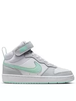 Image of Nike Court Borough Mid Junior Unisex Trainers, Light Green, Size 3